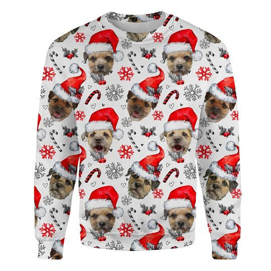 Border Terrier Xmas Decor Ugly Christmas Sweatshirt Animal Dog Cat Sweater Unisex