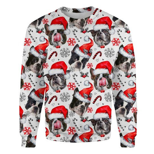 Boston Terrier Xmas Decor Ugly Christmas Sweatshirt Animal Dog Cat Sweater Unisex