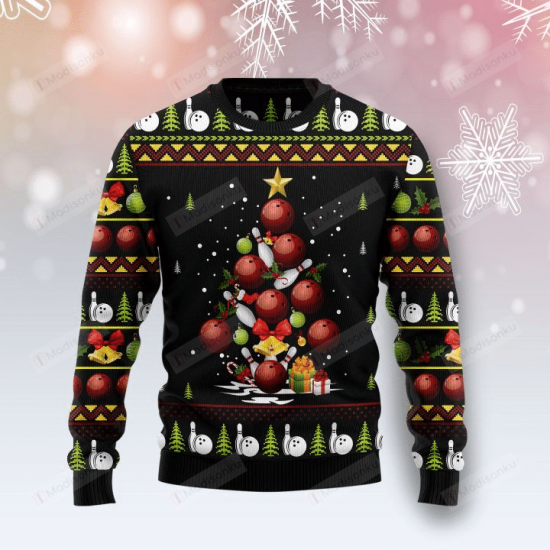 Bowling Christmas Tree Ugly Christmas Sweater