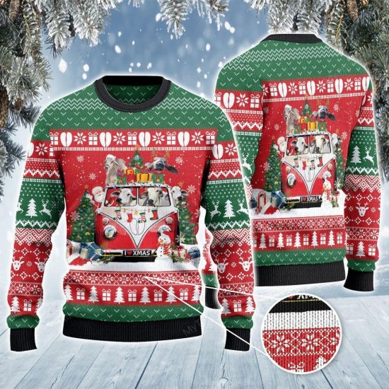 Brahman Cattle Lovers Christmas Van All Over Print Sweatshirt