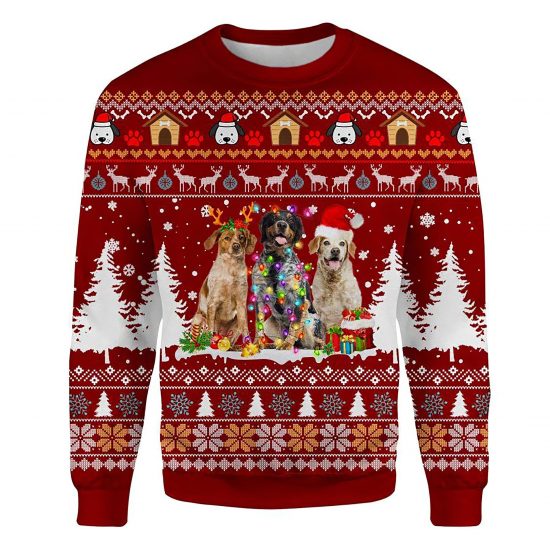 Brittany Ugly Christmas Sweatshirt Animal Dog Cat Sweater Unisex