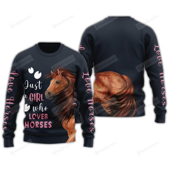 Brown Horse Just A Girl Ugly Christmas Sweater