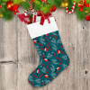 Bullfinch Birds With Red Berries Hollu Branches Pattern Christmas Stocking