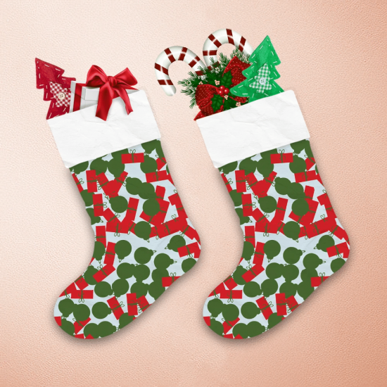 Camouflage Abstract Green Ball And Gift Christmas Stocking 1