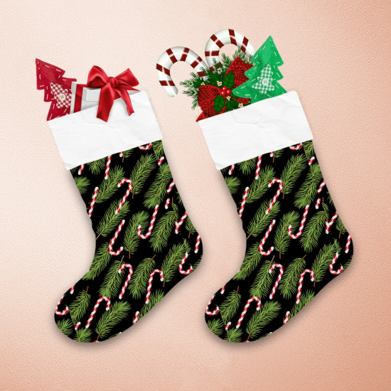 Candy Cane And Leave Christmas Tree Christmas Stocking 1