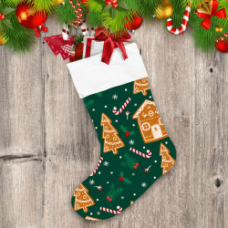 Candy Gingerbread Christmas Tree And House Christmas Stocking
