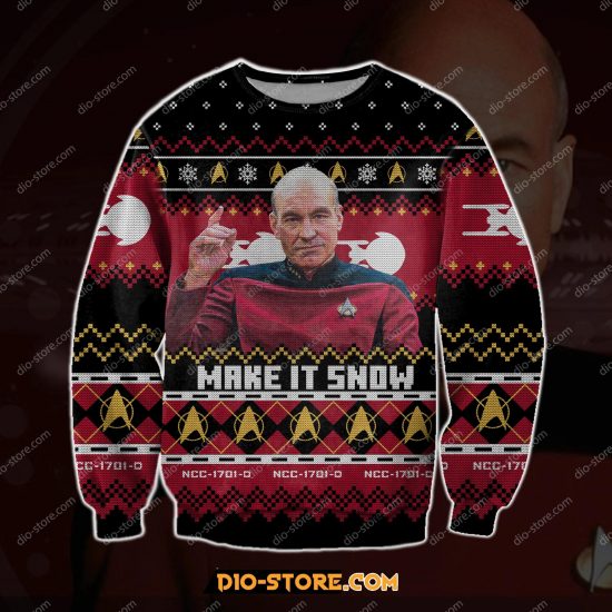 Captain Picard Star Trek 3D Print Ugly Christmas Sweatshirt