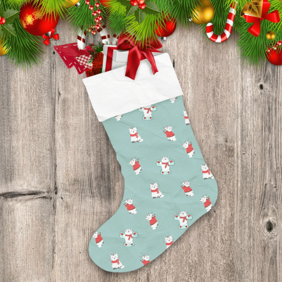 Cartoon Cats Christmas Decorations With Snow Christmas Stocking