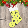 Cartoon Deer Black Horse Wreaths And Gnomes On Yellow Background Christmas Stocking