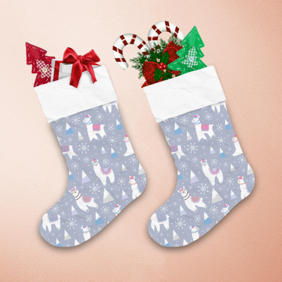 Cartoon Llima In Snowy Forest With Icing Snowflakes Christmas Stocking 1
