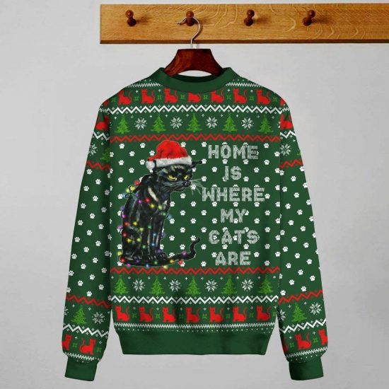 Cat Christmas Knitting Pattern 3D Print Ugly Christmas Sweatshirt