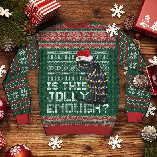 Cat Enough Knitting Pattern 3D Print Ugly Christmas Sweatshirt