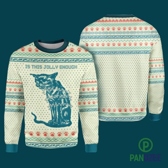 Cat Jolly Enough Knitting Pattern 3D Print Ugly Christmas Sweatshirt