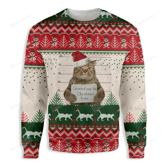 Cat Prisoner I Knocked Over The Christmas Tree Ugly Christmas Sweater