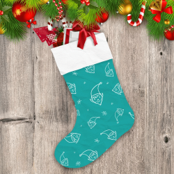 Chalkboard Gnome Elf Faces Green Background Christmas Stocking