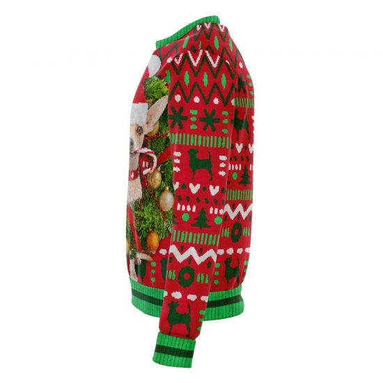 Chihuahua Funny Christmas 3D Ugly Christmas Sweater Style Fleece Lined Fashion Sweatshirt 2