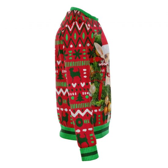 Chihuahua Funny Christmas 3D Ugly Christmas Sweater Style Fleece Lined Fashion Sweatshirt 3