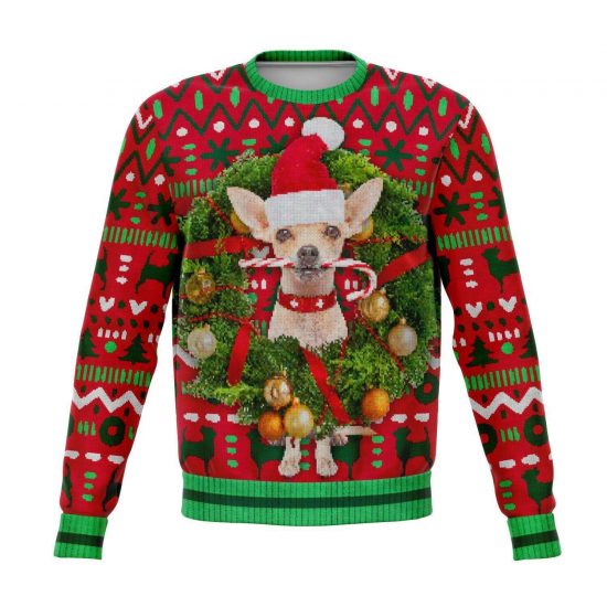 Chihuahua - Funny Christmas 3D Ugly Christmas Sweater Style Fleece Lined Fashion Sweatshirt