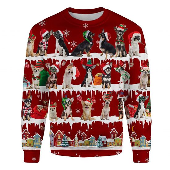 Chihuahua Snow Christmas Ugly Christmas Sweatshirt Animal Dog Cat Sweater Unisex