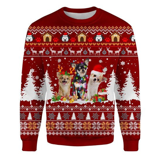 Chihuahua Ugly Christmas Sweatshirt Animal Dog Cat Sweater Unisex