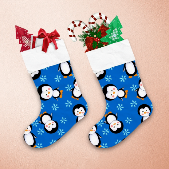 Christmas Baby Cute Penguins And Ice Snowflakes Christmas Stocking 1