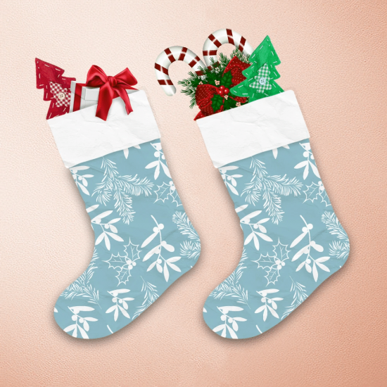 Christmas Background With Leaves Spruce And Berries Christmas Stocking 1