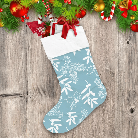 Christmas Background With Leaves Spruce And Berries Christmas Stocking