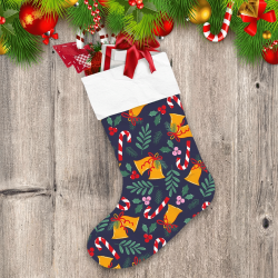 Christmas Bells Berries And Candy Cane Christmas Stocking