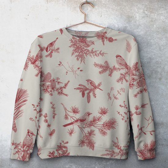 Christmas Bird Unisex All Over Print Cotton Sweatshirt