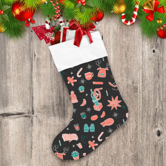 Christmas Cactus With Coffee And Snowflakes Christmas Stocking