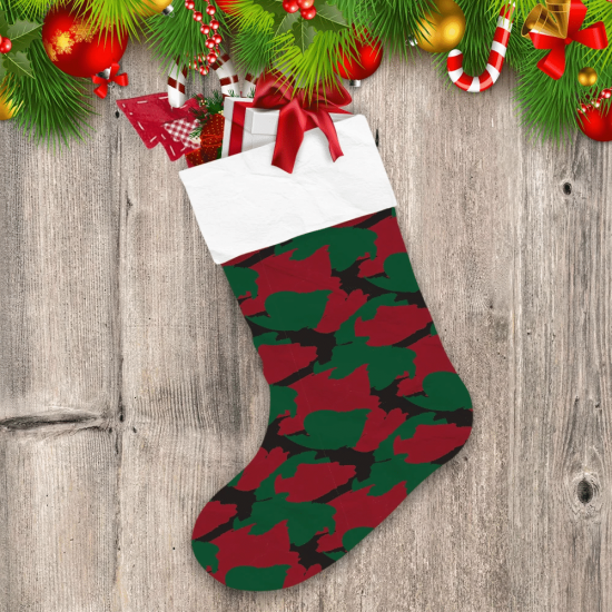 Christmas Camouflage Abstract Red And Green Christmas Stocking