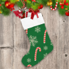 Christmas Candy Cane And Snowflake On Green Backkground Christmas Stocking