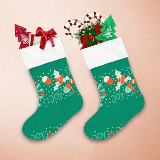 Christmas Candy Cane Mistletoe And Nut Christmas Stocking 1