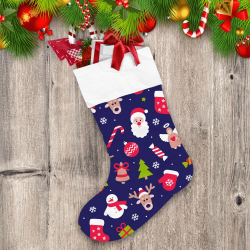 Christmas Candy Cane Santa Claus Gift And Bell Christmas Stocking