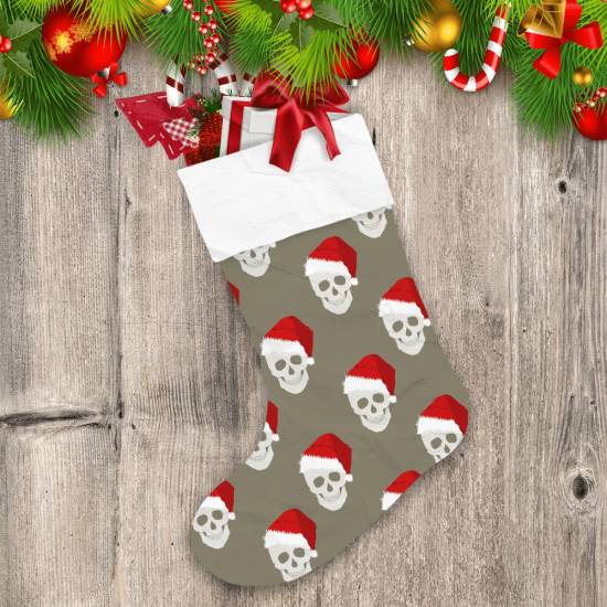 Christmas Cartoon Skeleton With Santa Skull Christmas Stocking