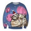 Christmas Cat Unisex All Over Print Cotton Sweatshirt
