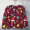 Christmas Character Pattern Unisex All Over Print Cotton Sweatshirt