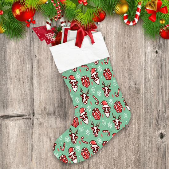 Christmas Cute Cow Santa Claus Candy And Gift Christmas Stocking