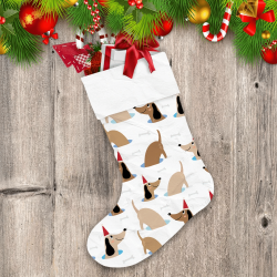 Christmas Cute Dachshund In Simple Cartoon Style Christmas Stocking