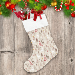 Christmas Deer And Decoration Winter Forest Christmas Stocking