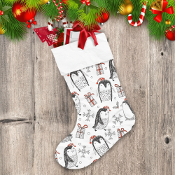 Christmas Festive Background With Cute Penguins Christmas Stocking