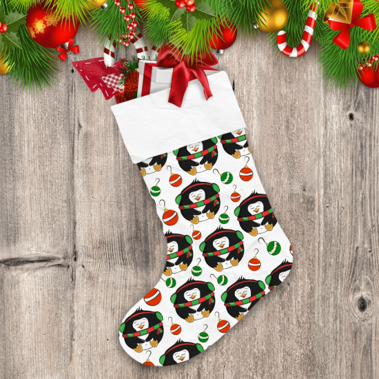 Christmas Festive Funny Penguins And Balls Christmas Stocking
