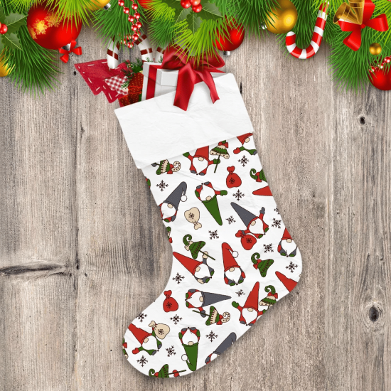 Christmas Gnomes With Santa Hat And Gifts Bag Christmas Stocking