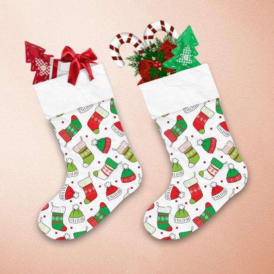 Christmas Hat And Socks With Red And Green Color Christmas Stocking 1