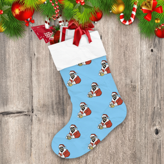 Christmas Holiday With Defferent Red Flowers Christmas Stocking 1