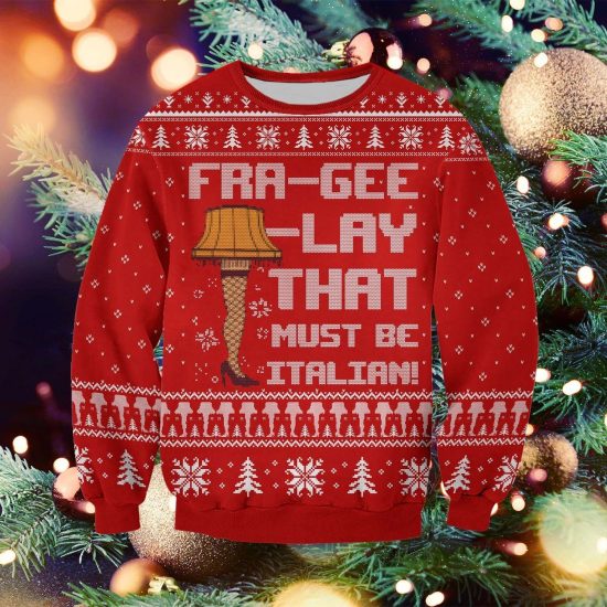 Christmas Italian Knitting Pattern 3D Print Ugly Christmas Sweatshirt