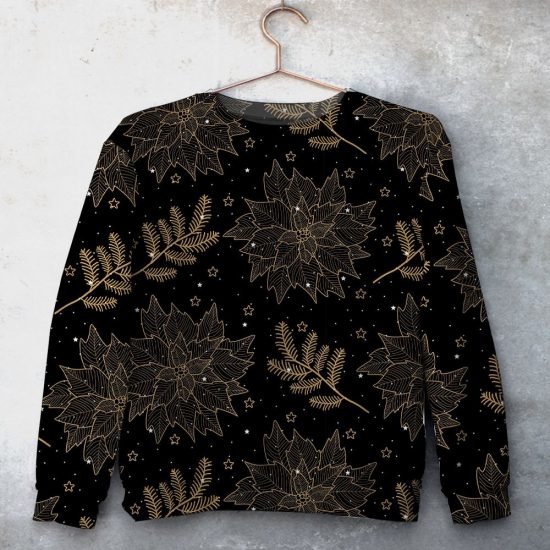 Christmas Leaves Unisex All Over Print Cotton Sweatshirt