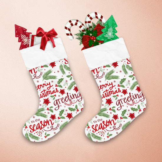 Christmas Leaves With Red And Green Color Christmas Stocking 1