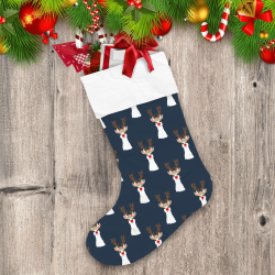 Christmas Llama With Red Nose And Reindeer Horn Christmas Stocking