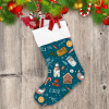 Christmas New Year Bear Gingerbread Man And Snowflake Christmas Stocking